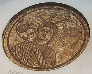 Roundel mosaic christ hinton st mary british museum edit