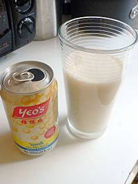 Soymilk can and glass 2