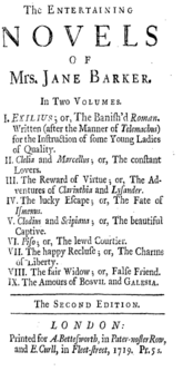 The Entertaining Novels of Mrs. Jane Barker (title page)
