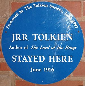 Tolkien's Plough and Harrow blue plaque