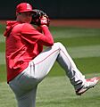 Tyler Skaggs - long toss (48343655217) (cropped)