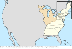 Map of the change to the United States in central North America on December 16, 1786