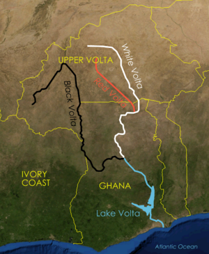Volta river black white red descriptions