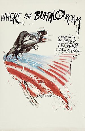 Where the Buffalo Roam (1980 film poster, Ralph Steadman illustration)