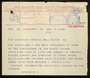 1931 Hawkes Bay Earthquake - Telegram from King George V (24290801269)