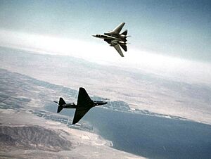 A-4F of VF-126 and F-14A of VF-111 dogfighting 1982
