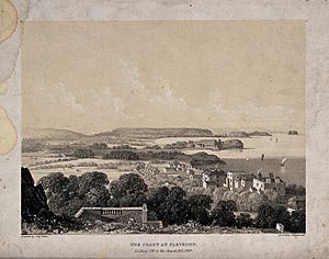 A coastal bay at Clevedon in Somerset. Lithograph after a sk Wellcome V0044532