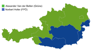 Austrian presidential election 2016, second round (4 December 2016) results by state