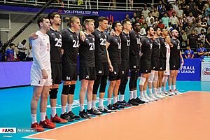 Canada men's national volleyball team in a match against Iran