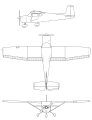 Cessna 150 3-view line drawing