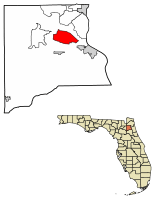 Location of Asbury Lake in Clay County, Florida.