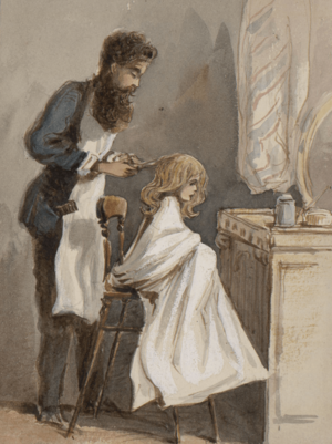 DV307 no.153 A Barber curring hair March 26 1866