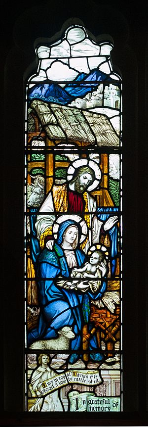 Derry St Columb's Cathedral North Vestibule Cecil Frances Alexander Memorial Window Detail Nativity 2013 09 17.jpg