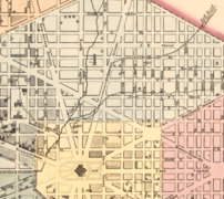Detail of a 1859 Map of Washington, DC showing the B&O Railway