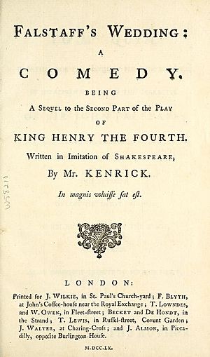 Falstaff's Wedding title page 1760
