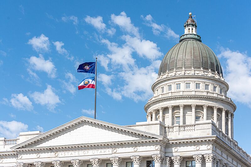 Flags over Utah State Capitol