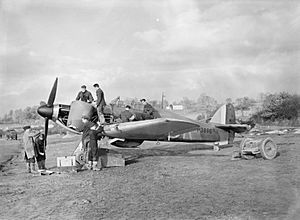 Hawker Hurricane Mk I of No. 601 Squadron RAF being serviced at dispersal at Exeter, November 1940. CH1638
