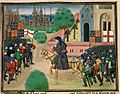 John Ball encouraging Wat Tyler rebels from ca 1470 MS of Froissart Chronicles in BL