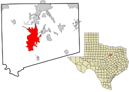 Location in Johnson County and the state of Texas