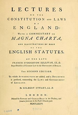 Lectures on the Constitution and Laws of England (2nd ed, 1776, title page) by Francis Stoughton Sullivan