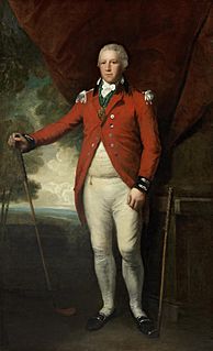 Lemuel Francis Abbott - Portrait of Henry Callender standing full-length in a landscape in the attire of Captain General of the Blackheath Golf Club
