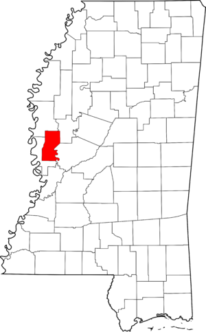 Map of Mississippi highlighting Sharkey County
