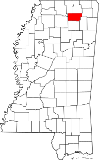 Map of Mississippi highlighting Union County