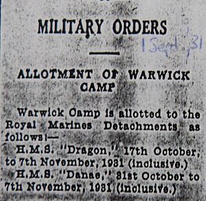 Military Orders-Allotment of Warwick Camp-October-November 1931