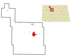 Location of Minot in Ward County