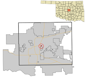 Location in Oklahoma County and the state of Oklahoma.