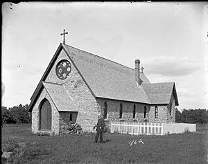 Reverend Knowles in Front of St. Cornelia's Episcopal Church - DPLA - c6010b74dc39ca5ec2ba17556f586b98
