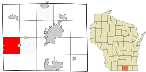 Rock County Wisconsin incorporated and unincorporated areas Spring Valley highlighted
