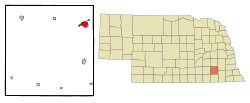 Location of Crete within Saline County and Nebraska