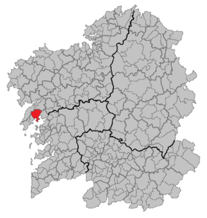 Location of Boiro within Galicia