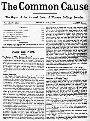 The Common Cause, vol IX no 465 front page