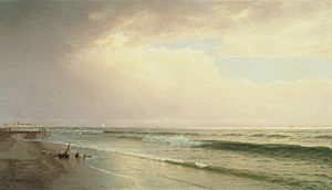 William Trost Richards - Seascape with Distant Lighthouse, Atlantic City, New Jersey (1873)