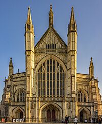 Winchester Cathedral West Facade sunset