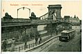 09870-Budapest-1908-Kettenbrücke mit Straßenbahn-Brück & Sohn Kunstverlag