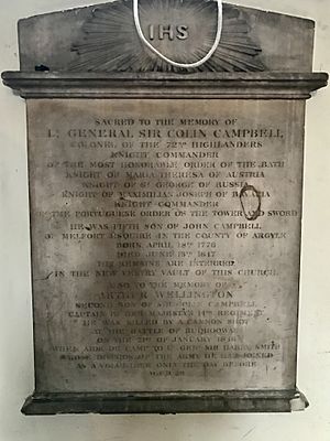 A memorial to Colin Campbell in St James's Church, Piccadilly