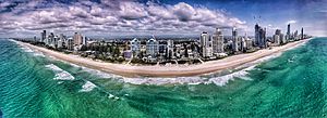 Aerial panorama of Surfer's Paradise