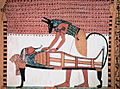 Anubis attending the mummy of Sennedjem