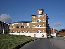 Apartment block in Poundbury, Perverell Avenue West