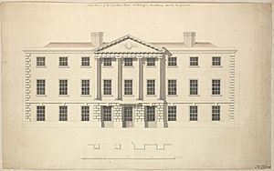 Architectural drawing by Henry Keene of facade of Ealing Grove, built for Joseph Gulston II