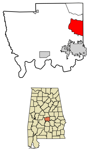 Autauga County Alabama Incorporated and Unincorporated areas Pine Level Highlighted 0160264.svg