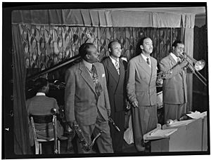 Ben Webster, Eddie Barefield, Buck Clayton, Benny Morton, Famous Door NYC, ca October 1947 (Gottlieb)