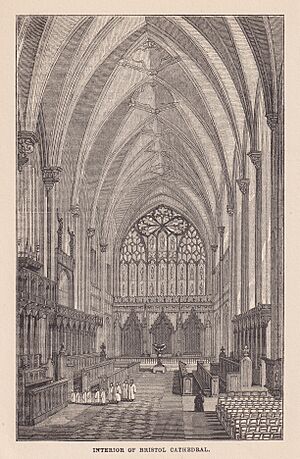 Bristol Cathedral interior 1872