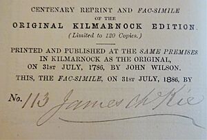 Centenary reprint and facsimile of the 'Kilmarnock Edition' 1886