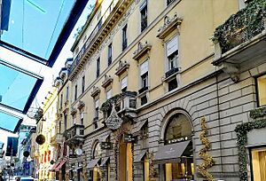 Decorations and lights adorn the Via Monte Napoleone in Milan