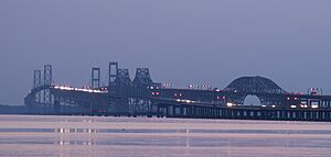The Chesapeake Bay Bridge at dusk