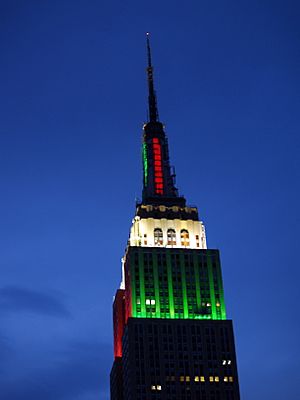 Empire State Building Red and Green
